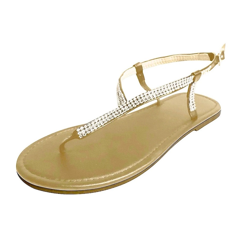 Bohemian and Gladiator Summer Thong Sandals with Silver or Gold Crystals. Sz 7.5 - Picture 2 of 4
